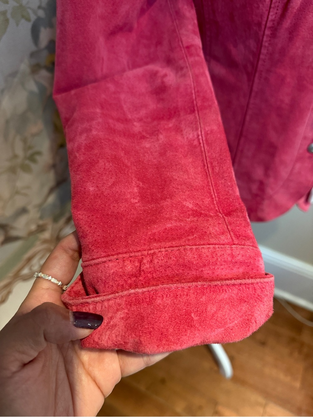 Raspberry Pink Suede Button-Front Jacket - Picture 3 of 12